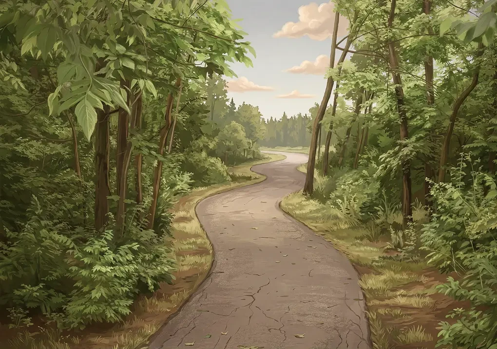 Illustration depicting a greenway walking trail